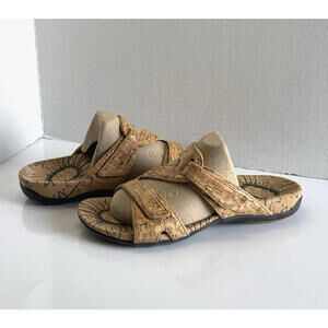 Vionic Lauren Cork Sandals Women's Size 9 Tan Gold Orthopedic Comfort Slides